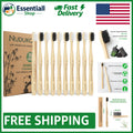 Eco-Friendly Bamboo Toothbrushes Pack of 10 with Charcoal Soft Bristles