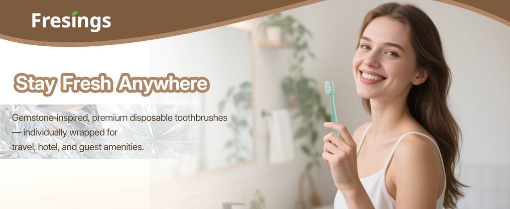 Disposable Hotel & Travel Toothbrush Set with Soft Bristles - 4 Colors, Hygienic Sealed Guest Amenities