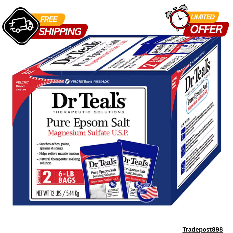 Unscented Epsom Salt Bath Salts - 12 lbs Natural Pain Relief & Muscle Soothing