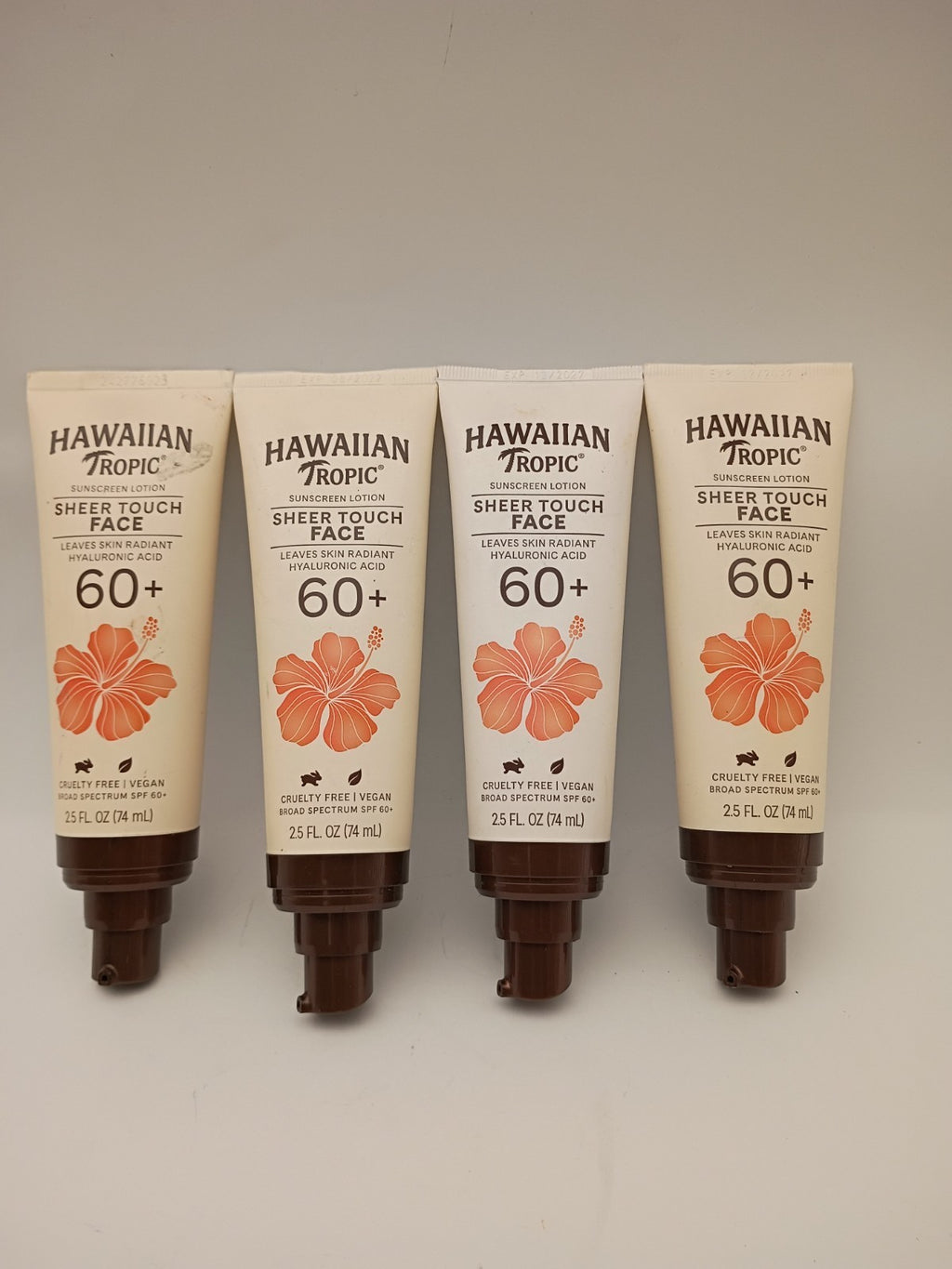 Hawaiian Tropic SPF 60 Sunscreen Lotion Face & Body 4-Pack - No Caps