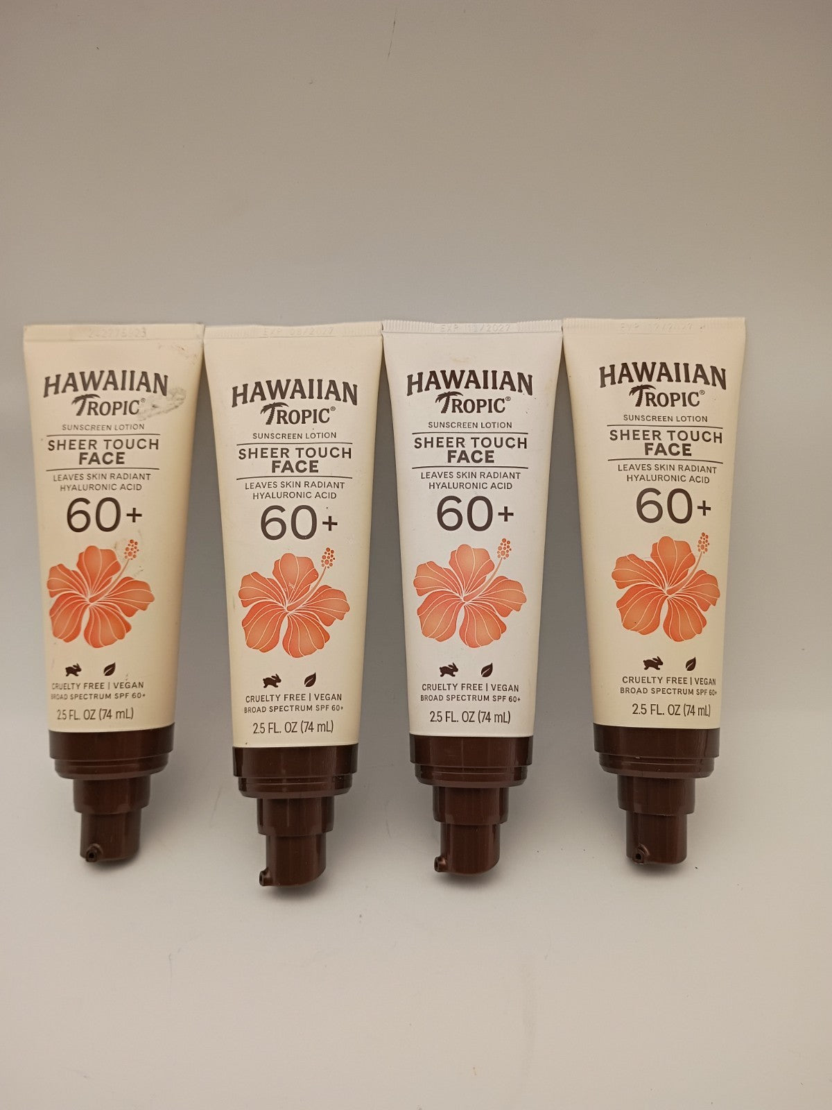 Hawaiian Tropic SPF 60 Sunscreen Lotion Face & Body 4-Pack - No Caps