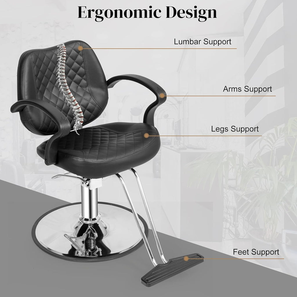 Heavy Duty Salon Styling Chair with Hydraulic Pump & Swivel Base