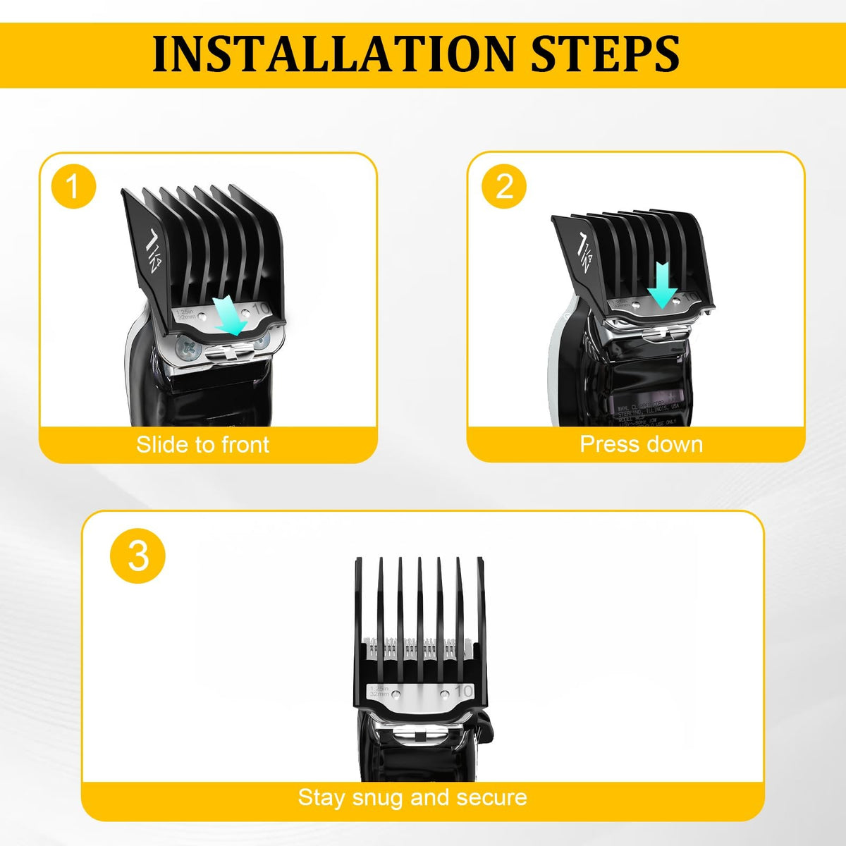 Clipper Guards with Metal Clip 1.25", 1.5", 1.75", 2" 4 Pack