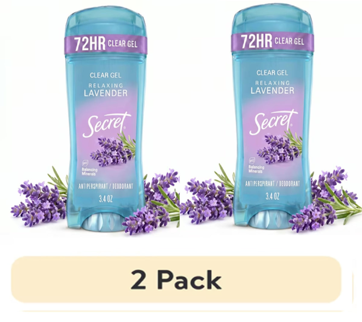 Women’s Refreshing Lavender Clear Gel Deodorant 3.4 oz 2 Pack