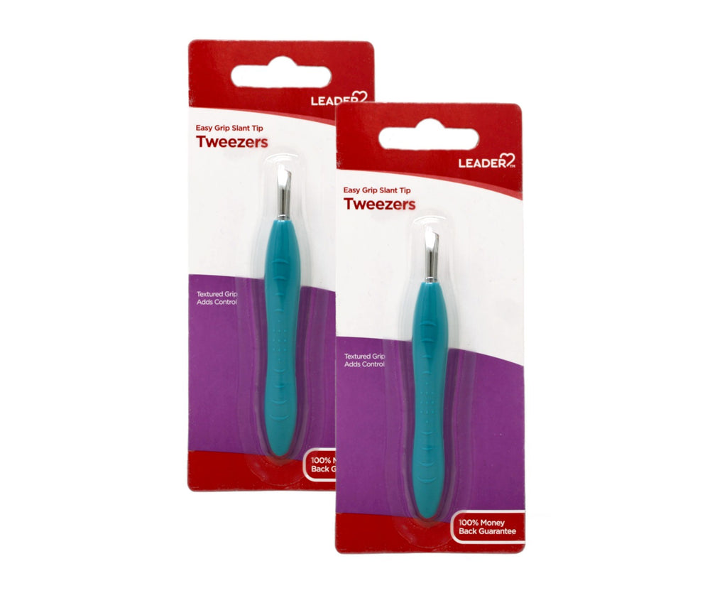 Precision Stainless Steel Slant Tweezer Set - Easy Grip Hair Removal 2 Pack