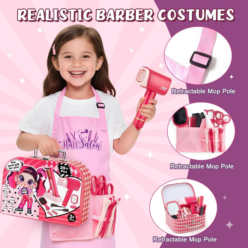 Kids Hair Salon Play Set with Carrying Case, Lights & Accessories for Girls