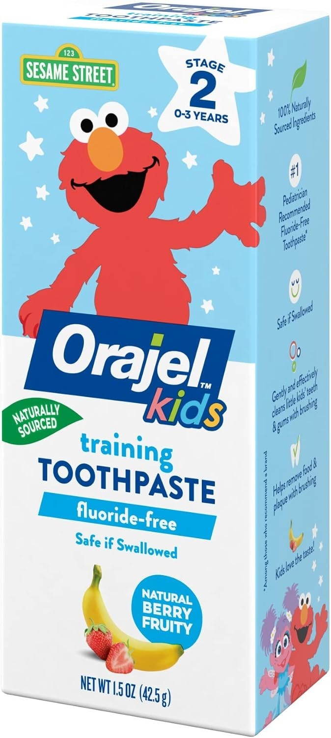 Kids Fluoride-Free Berry Toothpaste with Elmo - Natural Baby Oral Care 1.5 oz