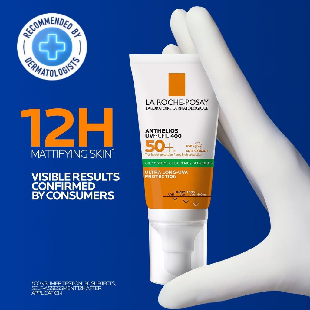 SPF50+ Sunscreen Gel for Oily Skin - Broad Spectrum UVA UVB Protection, Oil Control & Mattifying Finish