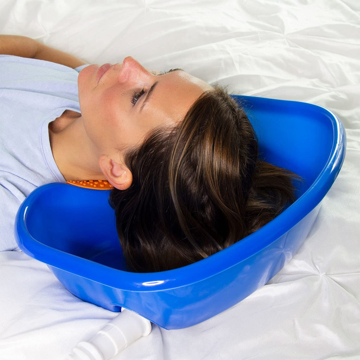Portable Shampoo Basin with Headrest and Drain Hose for Bedside Hair Washing