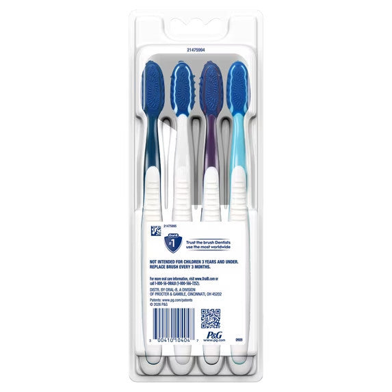 Soft Bristle CrossAction Toothbrushes Pack of 4 for Plaque Removal