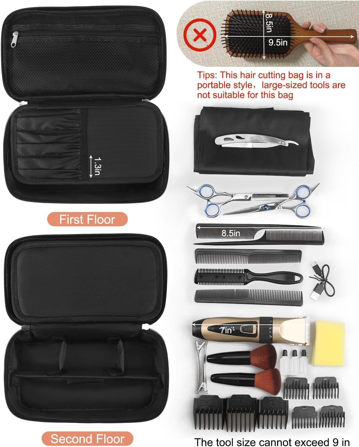 Barber Tool Organizer Bag for Hair Clippers & Scissors - Portable Storage Case