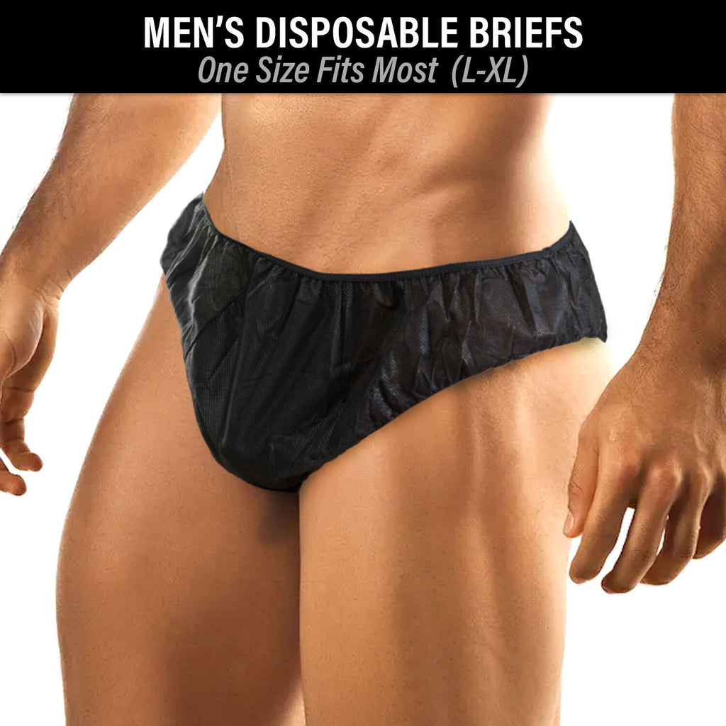 Men's Disposable Briefs Underwear Pack for Spa, Waxing & Tanning - Black 30 pcs