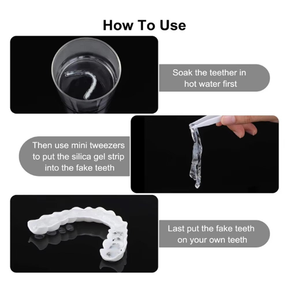 Snap-On Upper and Lower Dental Veneers Set - False Teeth Cover Silicone