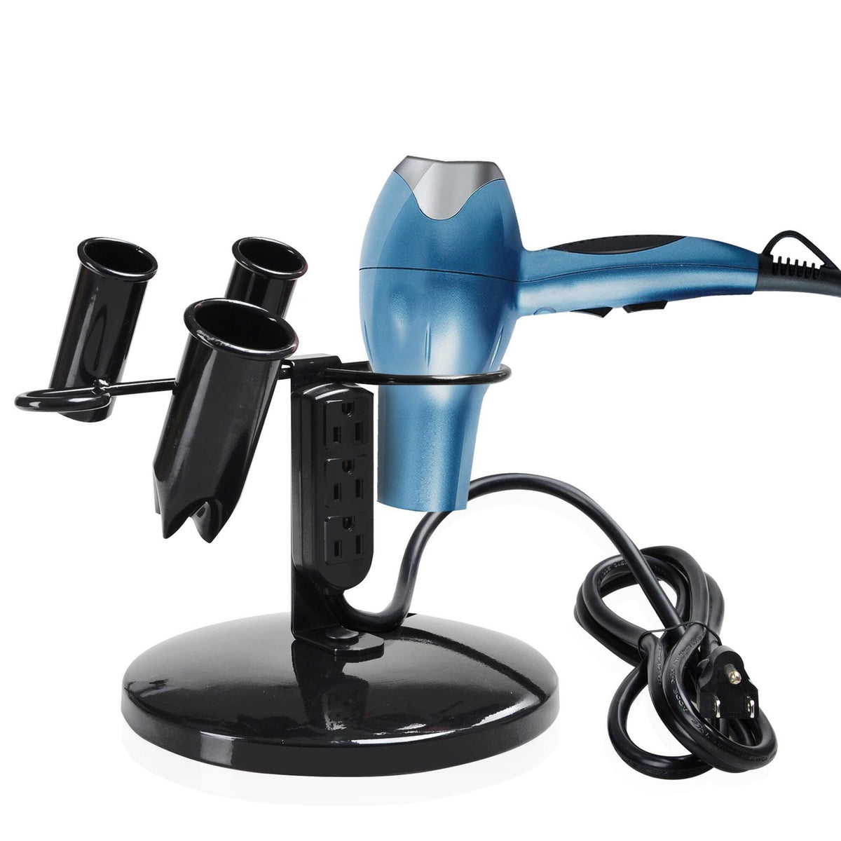 Hair Dryer & Iron Holder Stand with 5-Hole Organizer for Styling Tools