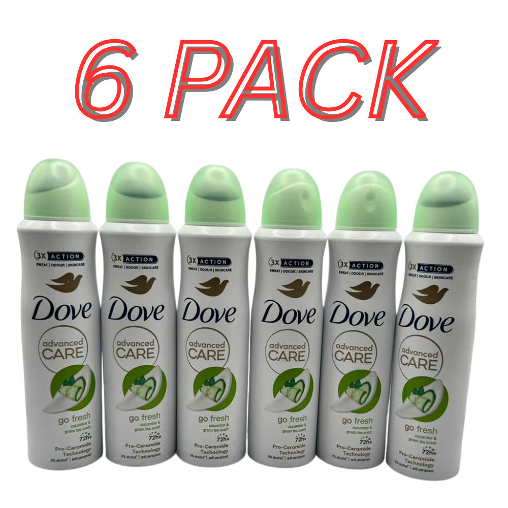 6 Pack Dove Cucumber Deodorant Body Spray - 150ml Long-Lasting Freshness