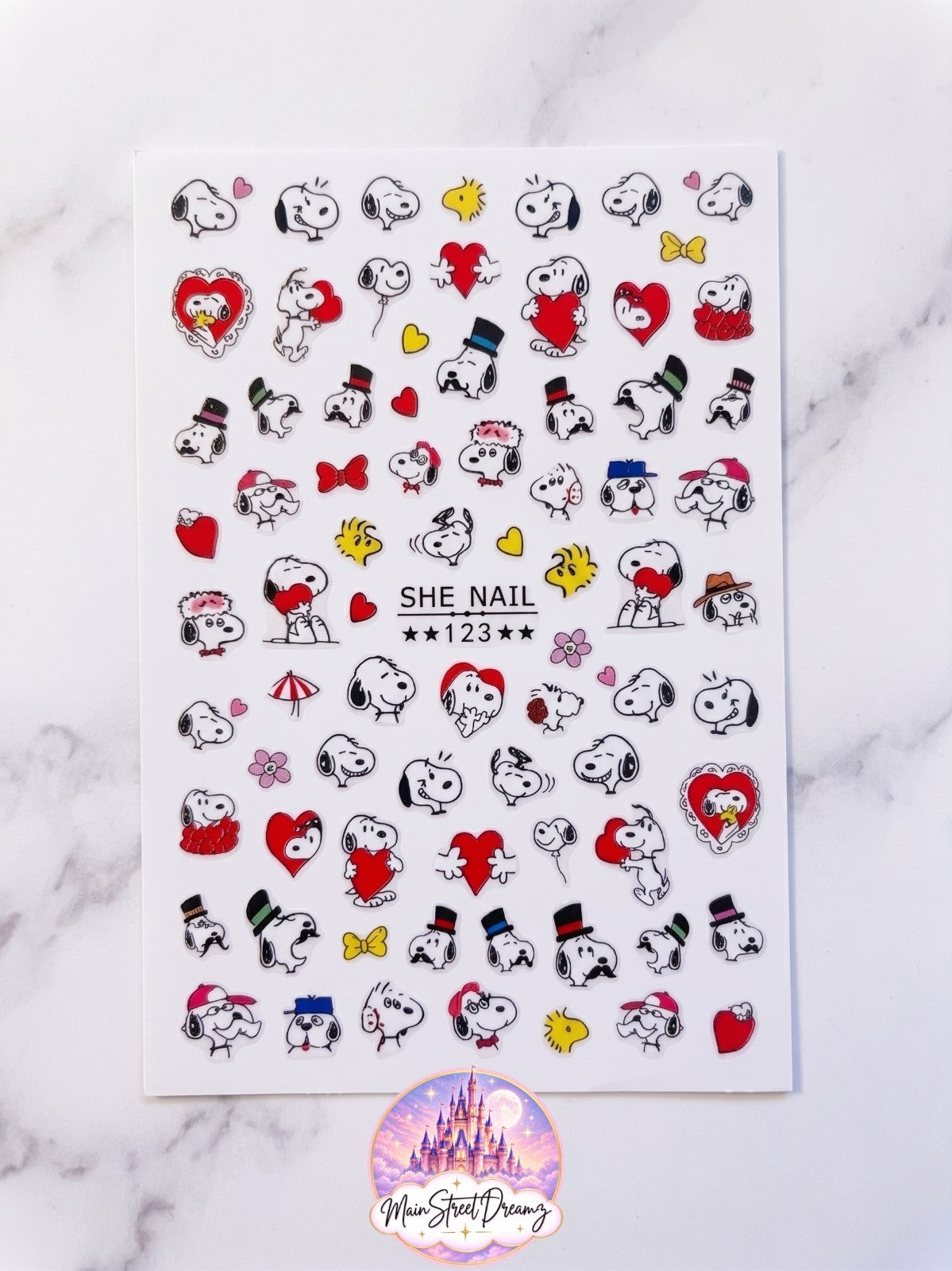 Snoopy Valentines Day 3D Nail Art Stickers - Peanuts Nail Decals