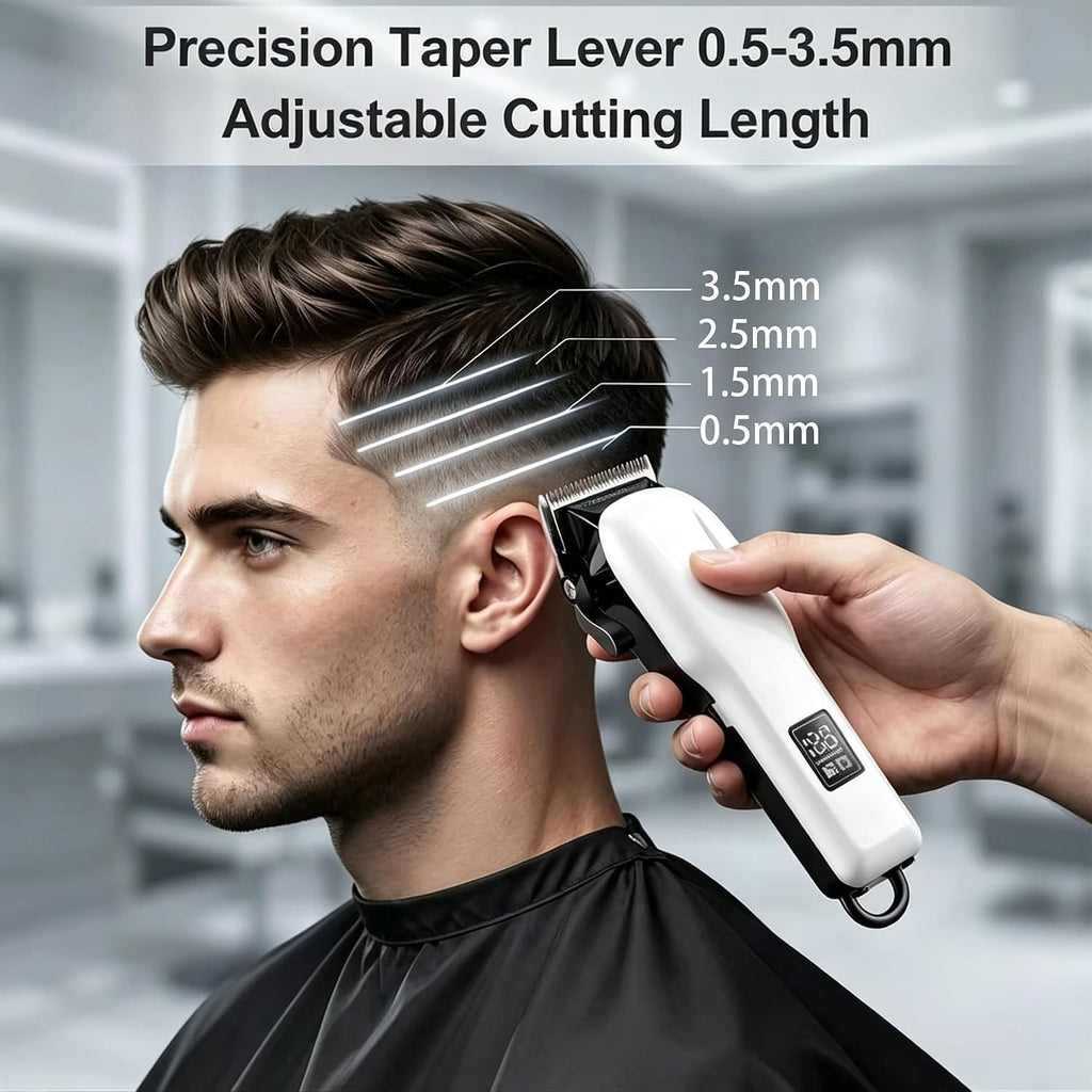 Professional Cordless Hair Clippers for Men - High-Torque Trimmer with Adjustable Lengths