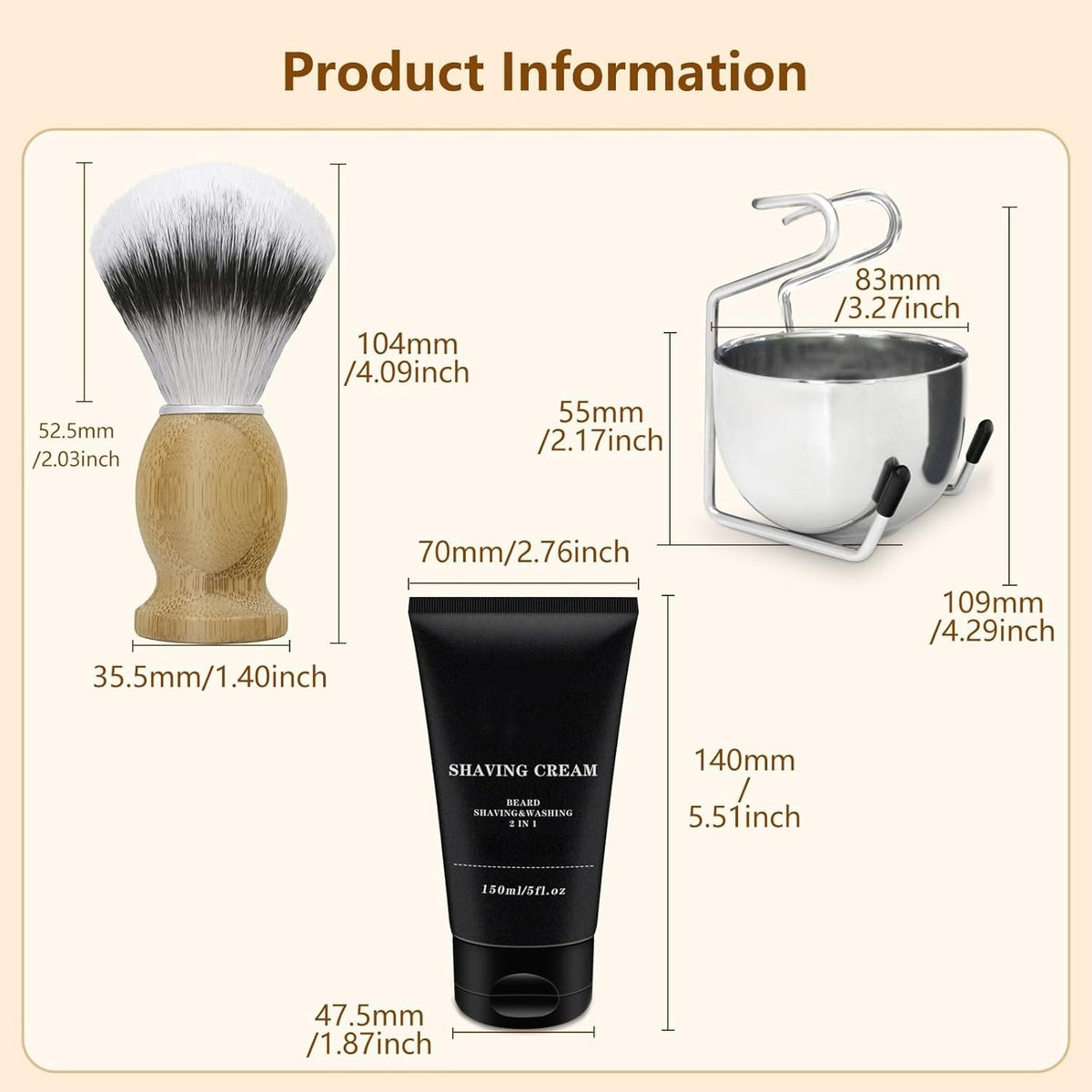 Men's Shaving Kit with Badger Brush, Razor Stand, Soap Bowl & Shaving Cream
