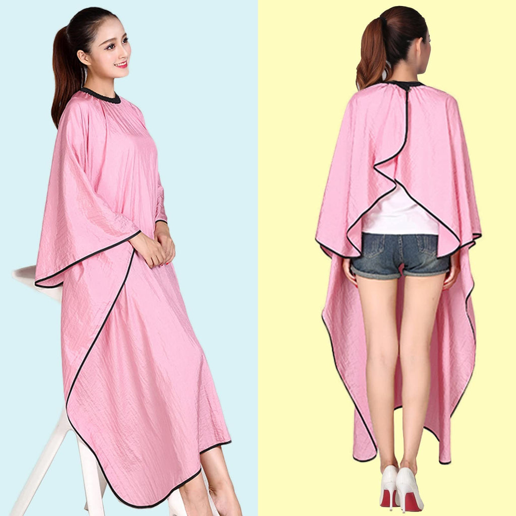 Pink Professional Barber Cape with Adjustable Metal Clip - Waterproof 55x63 Inches