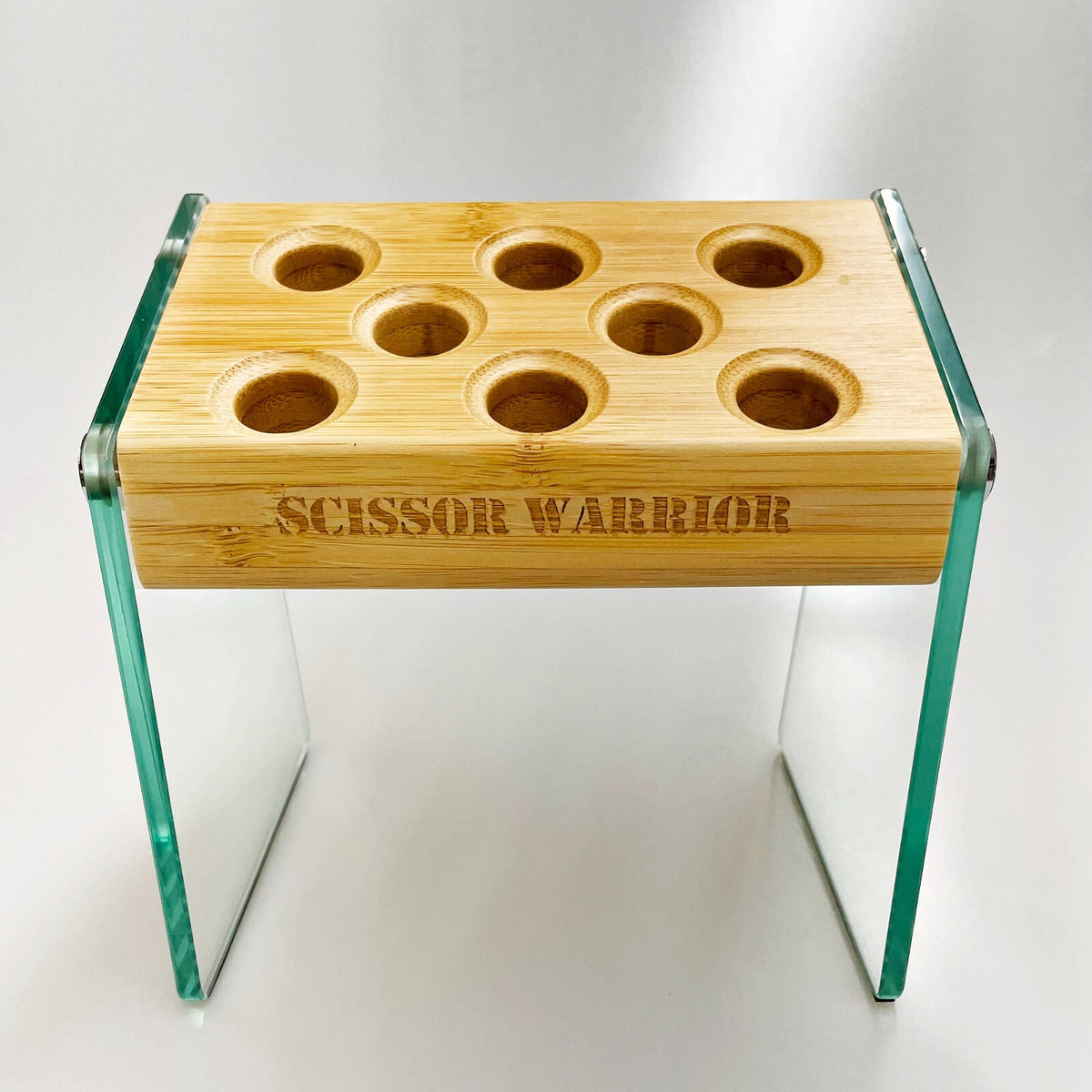 Hair Shears Organizer Bamboo & Glass Scissor Block Salon Storage - Large & Small