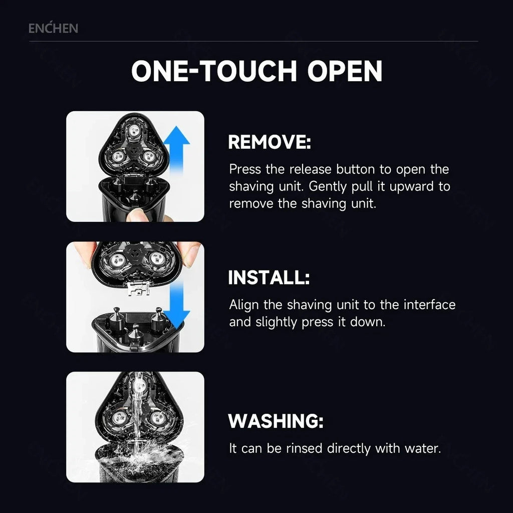 Electric Rotary Shaver Waterproof Wet Dry Beard Razor Men