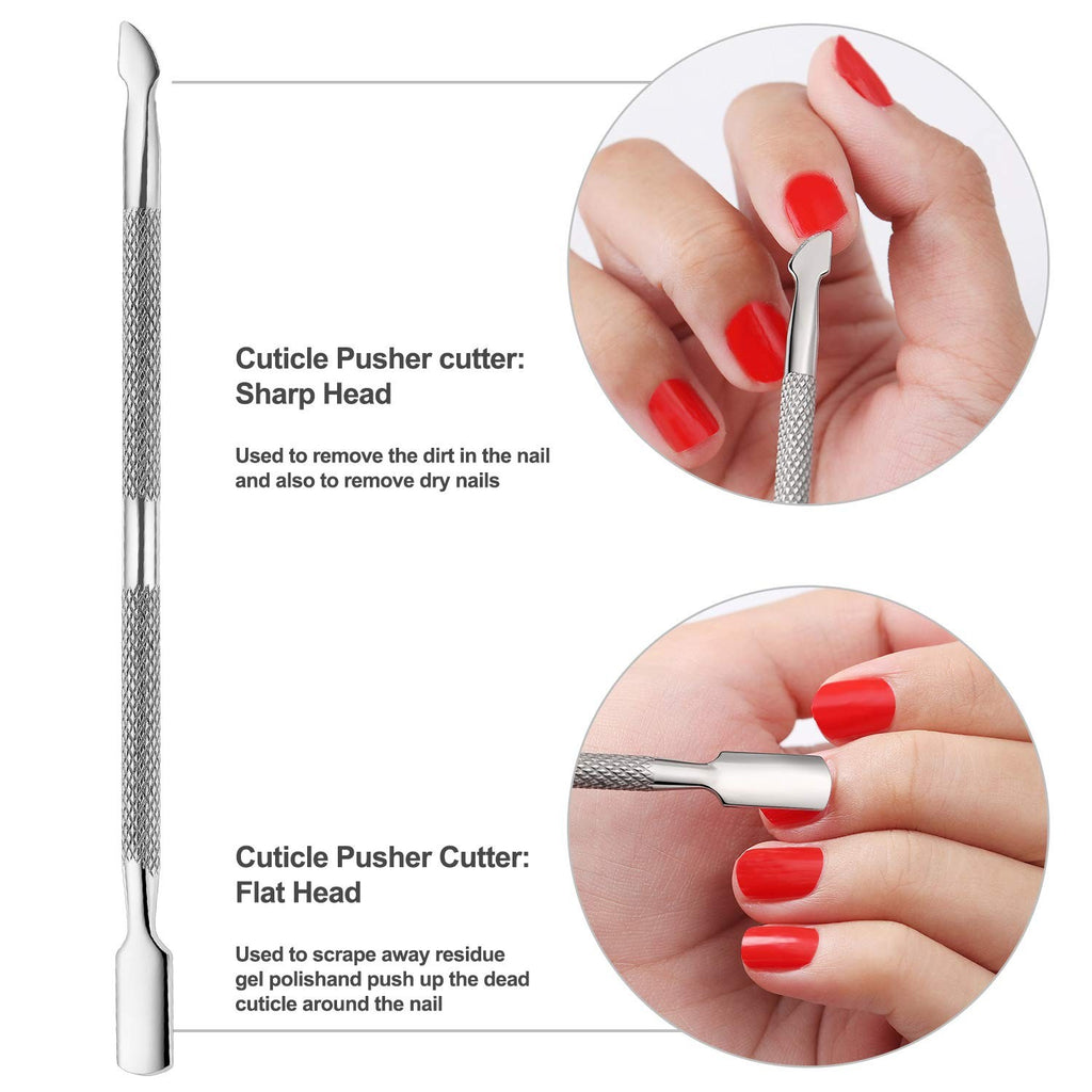 Professional Cuticle Trimmer with Pusher and Cutter - Silver 3-Piece Set