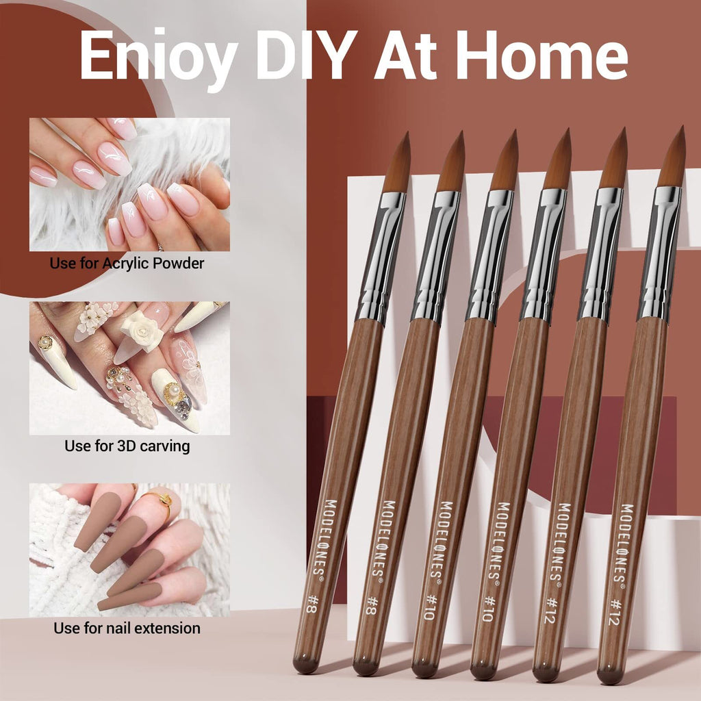 Acrylic Nail Brush with Wooden Handle - Size 8 for Professional & DIY Nail Art