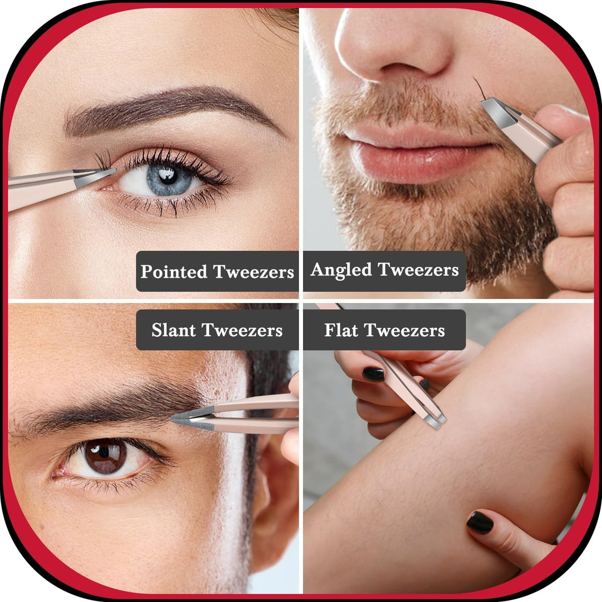 8-Piece Eyebrow & Facial Hair Grooming Kit with Tweezers, Trimmer & Razor