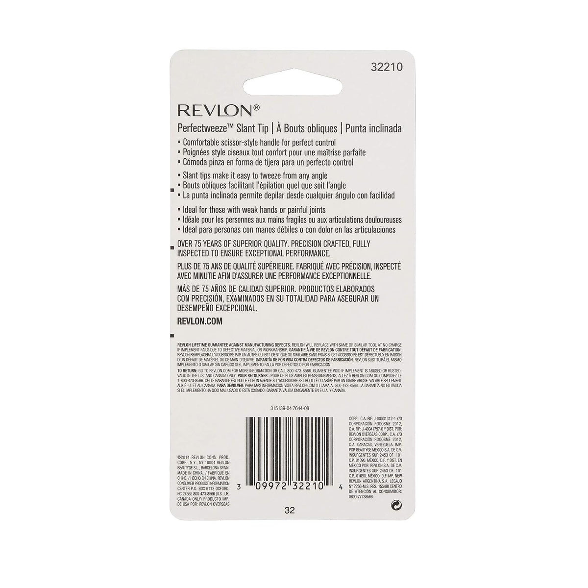 Revlon Slant Tip Tweezer with Easy Scissor Handle - Precise, Comfortable Hair Removal