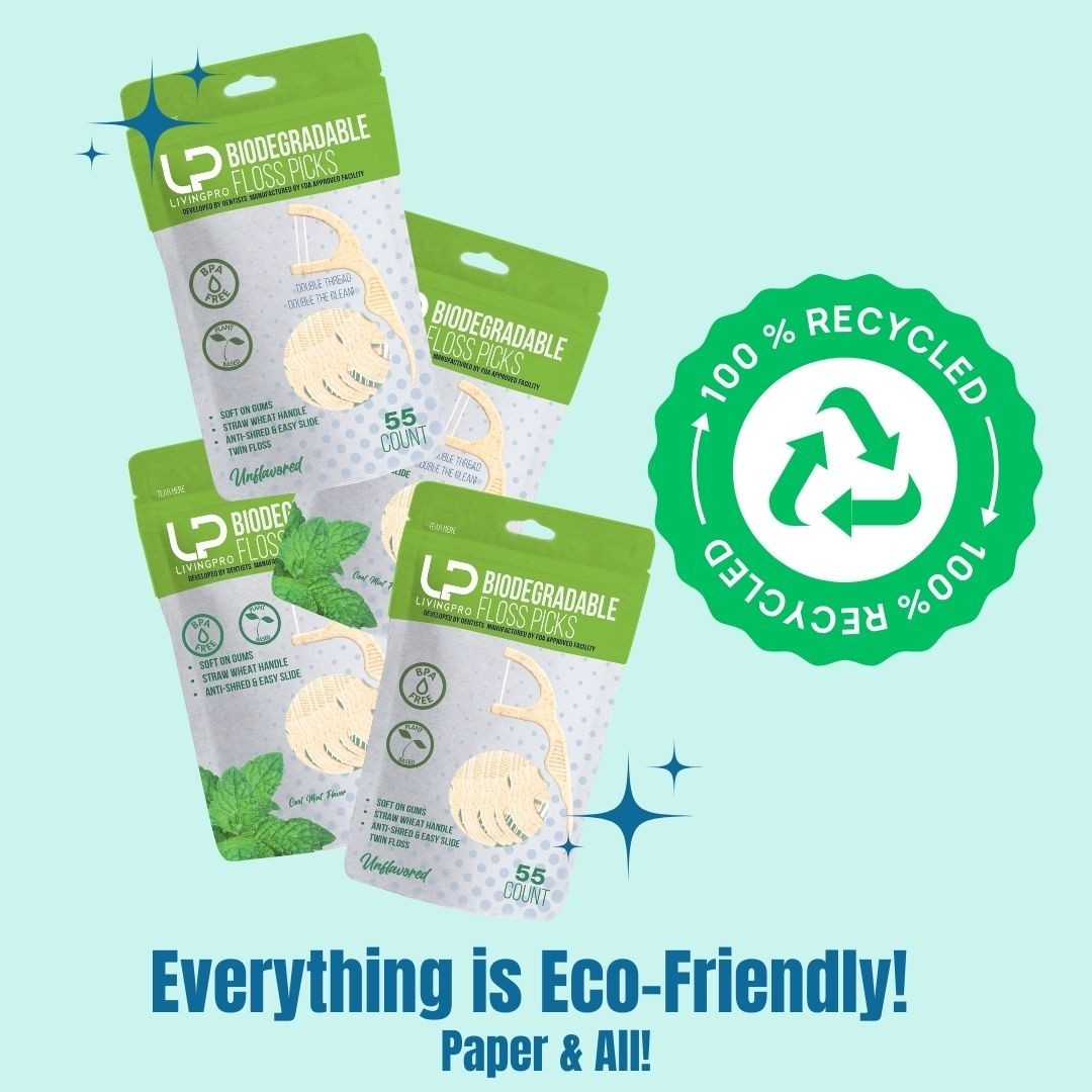 Eco-Friendly Plant-Based Floss Picks - 220 Count, Shred-Resistant Double Thread