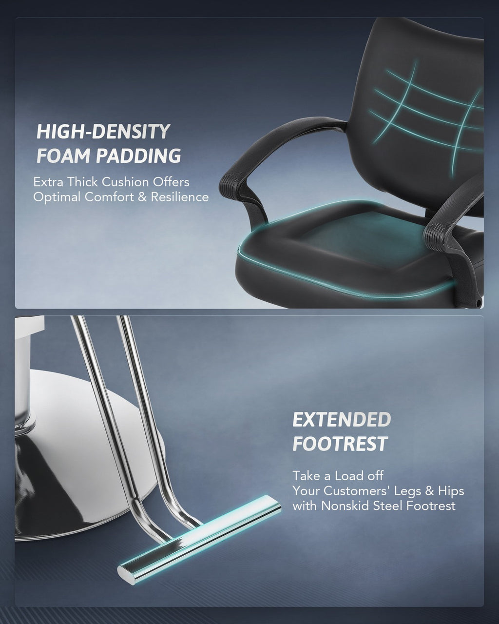 Hydraulic Barber Chair - All Purpose Salon Reclining Styling Chair with 360° Casters