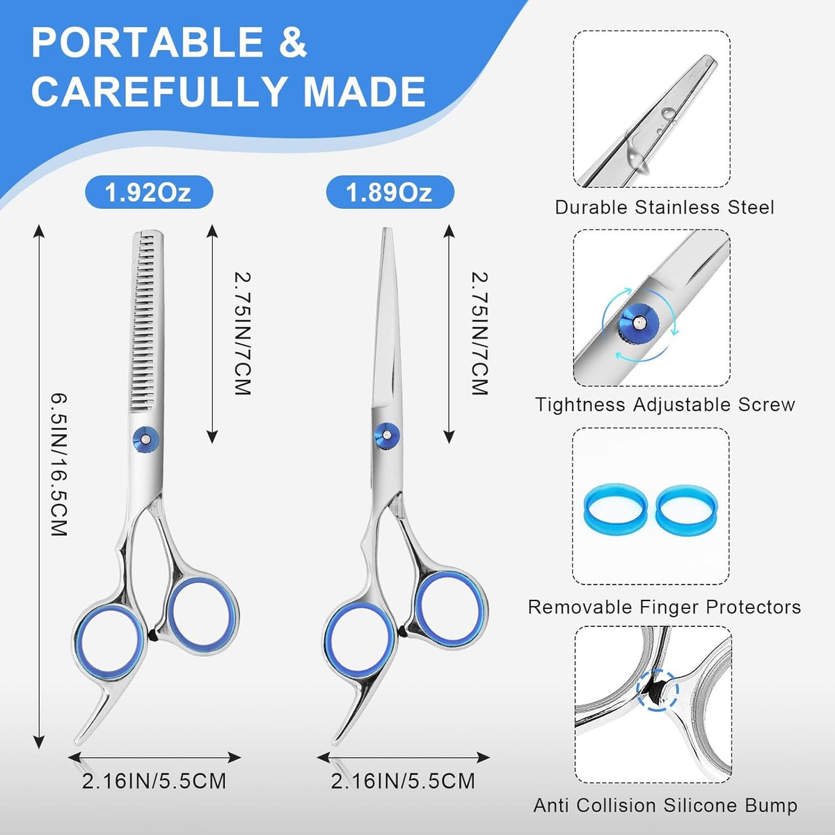 Professional Hair Cutting Scissors & Thinning Shears 6.5 Inch Stainless Steel