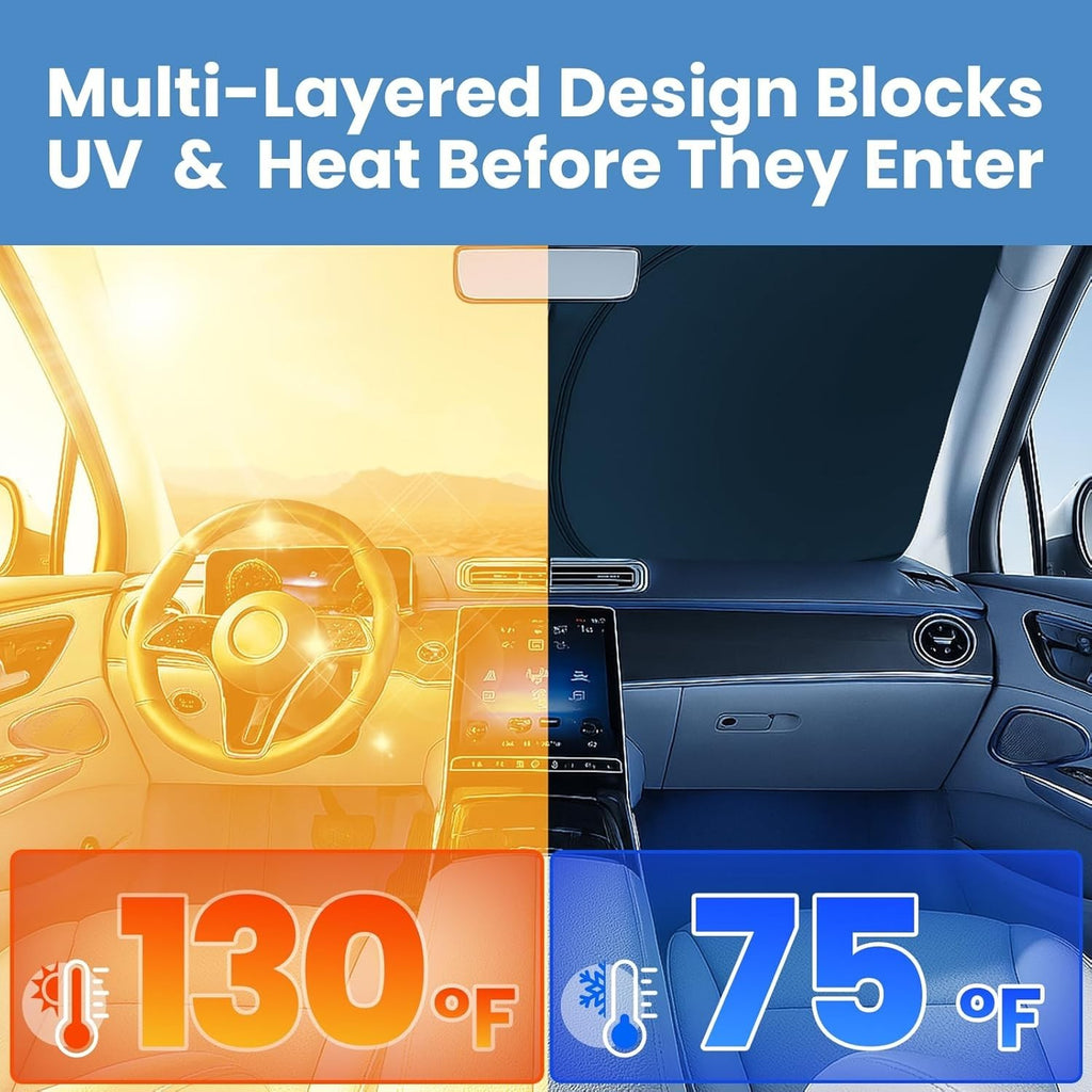 Foldable Windshield Sun Shade for Dodge Ram 2500 3500 2010-2025 UV Heat Protector