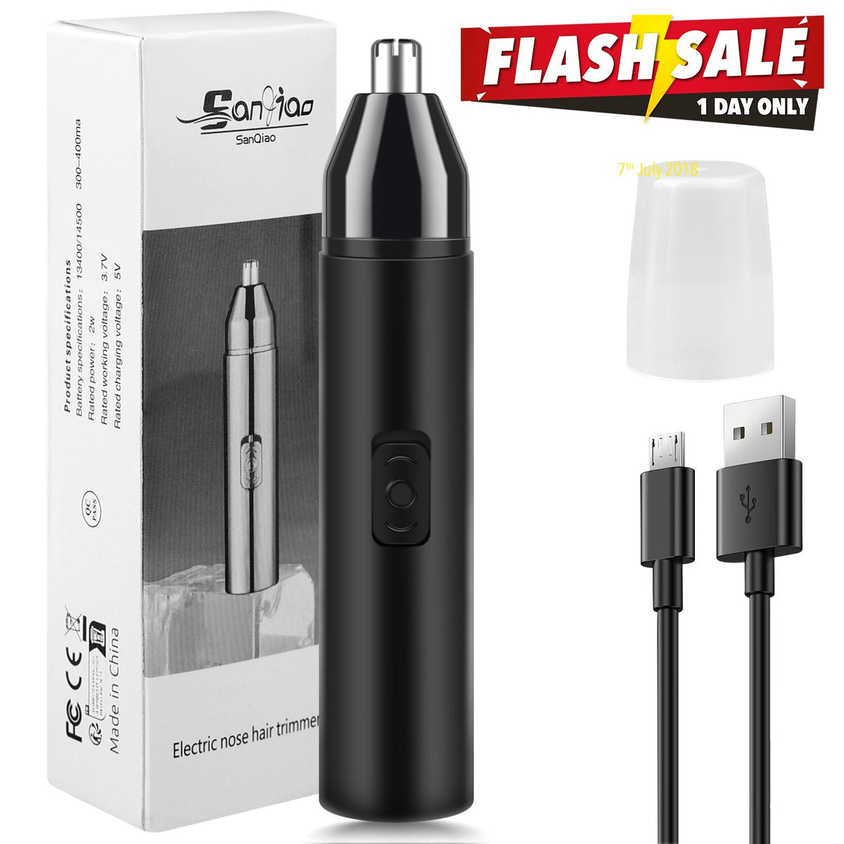 Men's Electric Nose Ear Hair Trimmer Waterproof USB Rechargeable