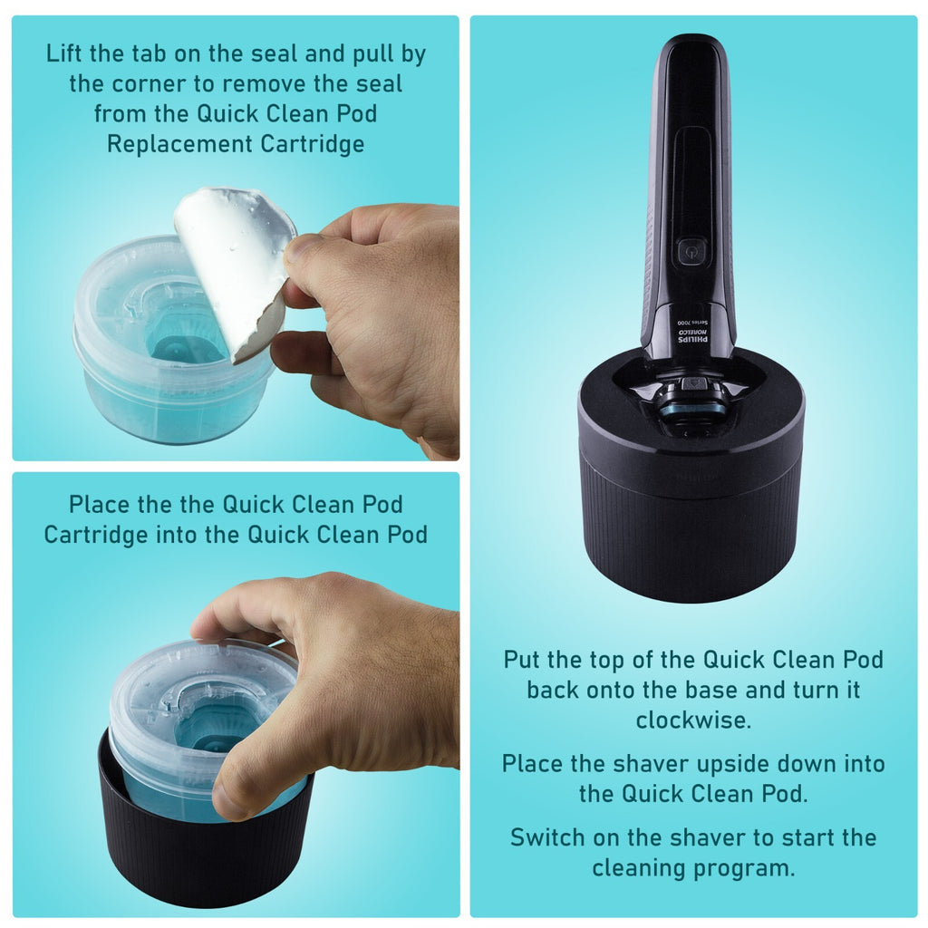 Quick Clean Pod Replacement Cartridge Pack for Philips Norelco Shavers