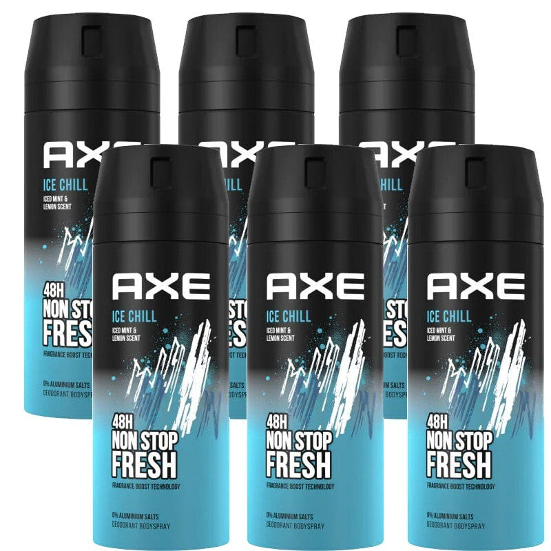 12 Pack Men’s Ice Chill Deodorant Body Spray - Cool Mint & Lime, 150ml