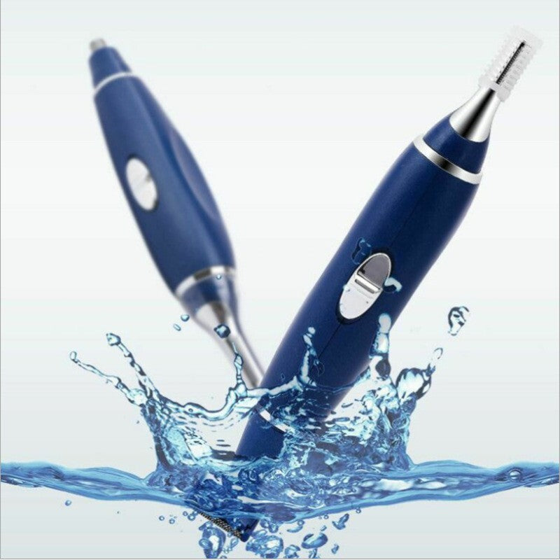 Electric Nose Ear Hair Trimmer with 3 Replaceable Heads - Waterproof & Portable