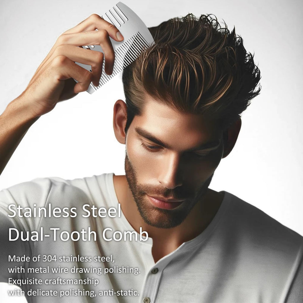 Credit Card-Sized Stainless Steel Comb - Anti-Static Travel Grooming Tool