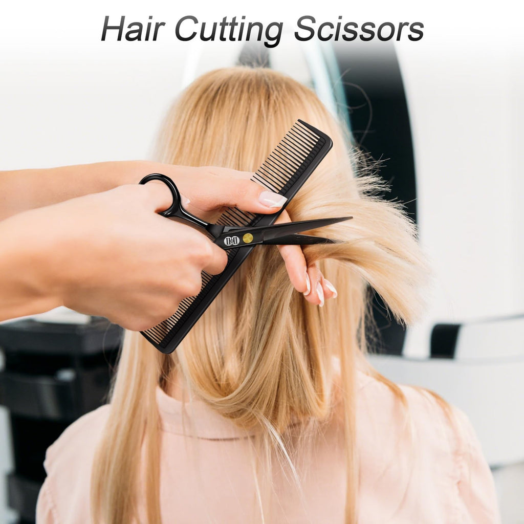 Professional Hair Cutting Scissors Kit 6.7 Inch Barber Shears Set Black