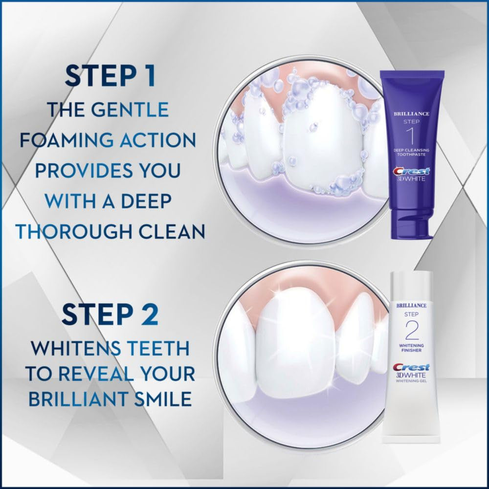 Crest 3D White Brilliance Whitening Kit with Deep Cleansing Toothpaste & Finisher