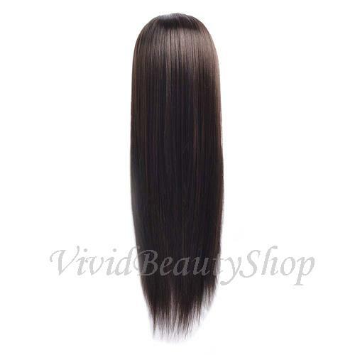28-Inch Mannequin Head for Hair Training and Styling Practice - Dark Brown Synthetic Hair