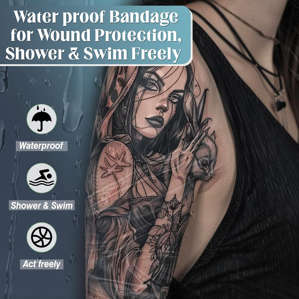 Tattoo Aftercare Bandage Roll 8" x 10 Yd Waterproof, Latex Free Skin Film