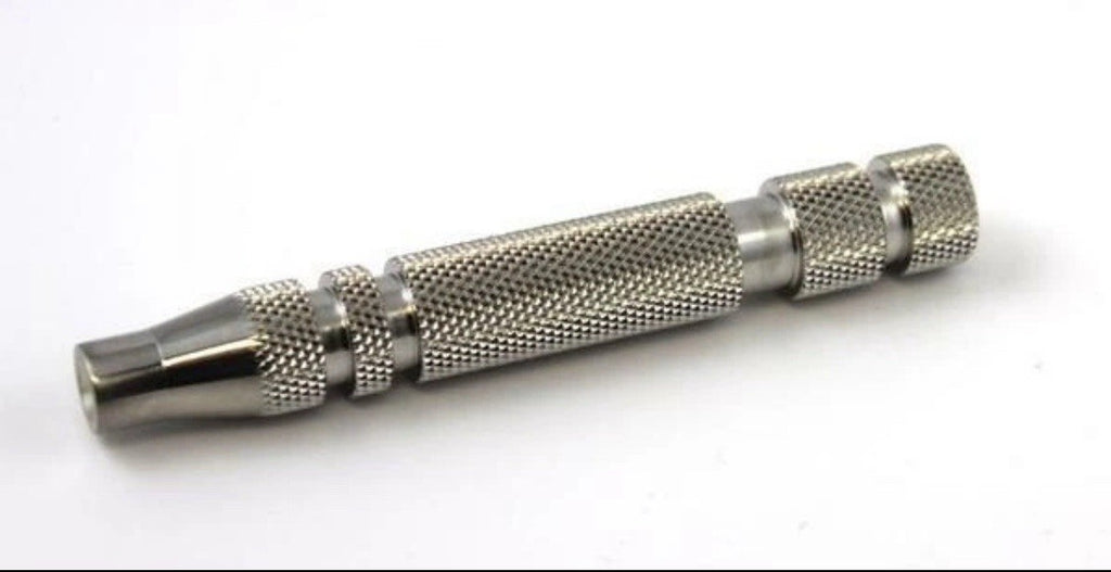316 Stainless Steel Safety Razor Handle - Made in USA, Knurled, 95mm
