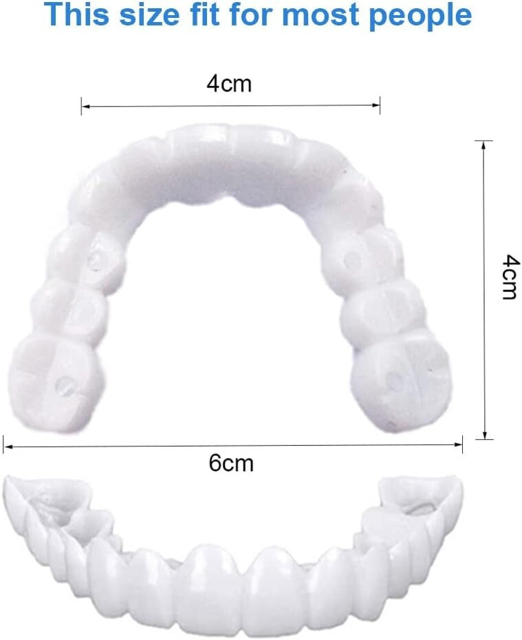 Instant Fake Teeth Smile Set - 2 Upper Dentures for Temporary Confidence