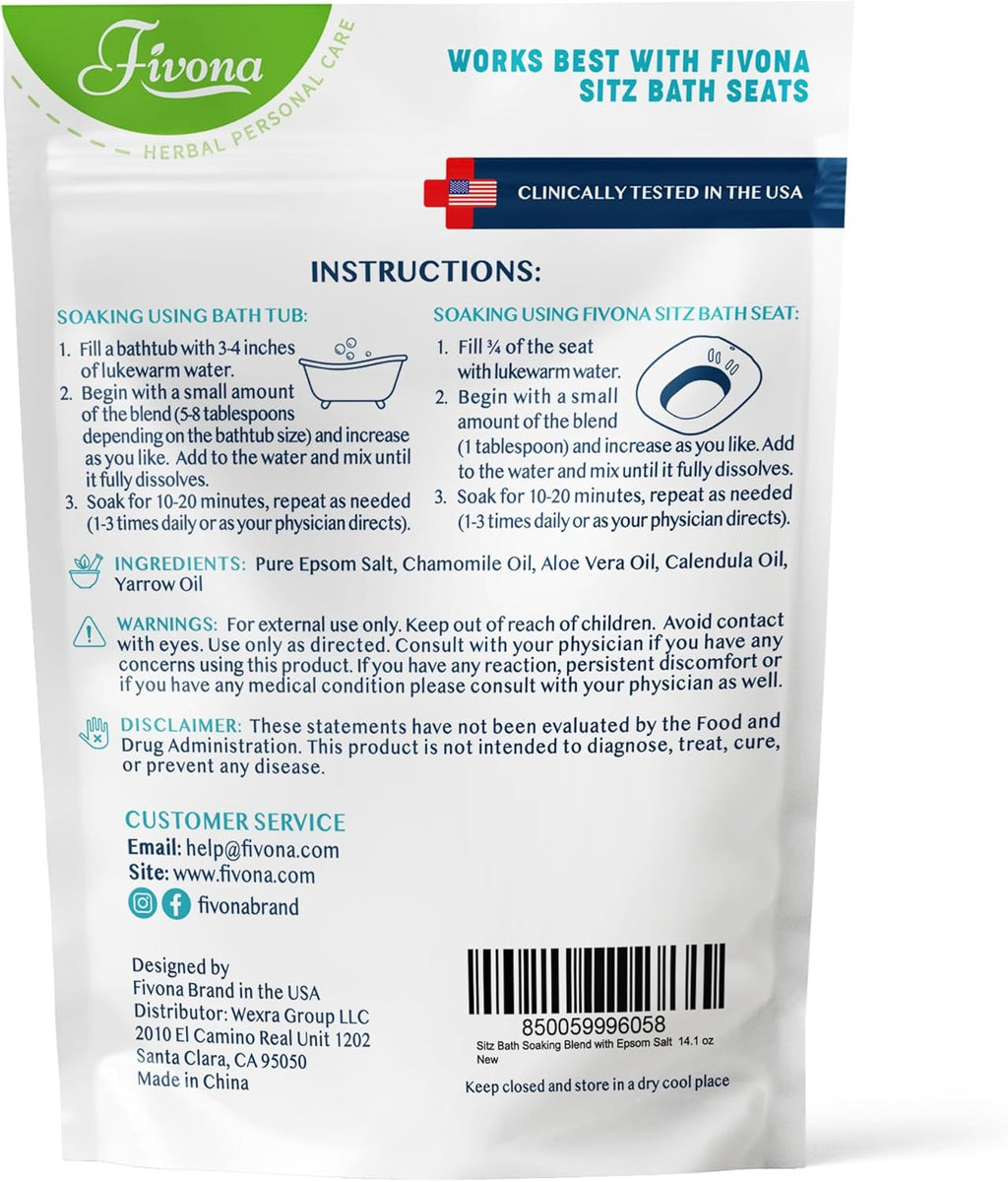 Natural Sitz Bath Salt for Hemorrhoid and Postpartum Relief - 14.1 Oz