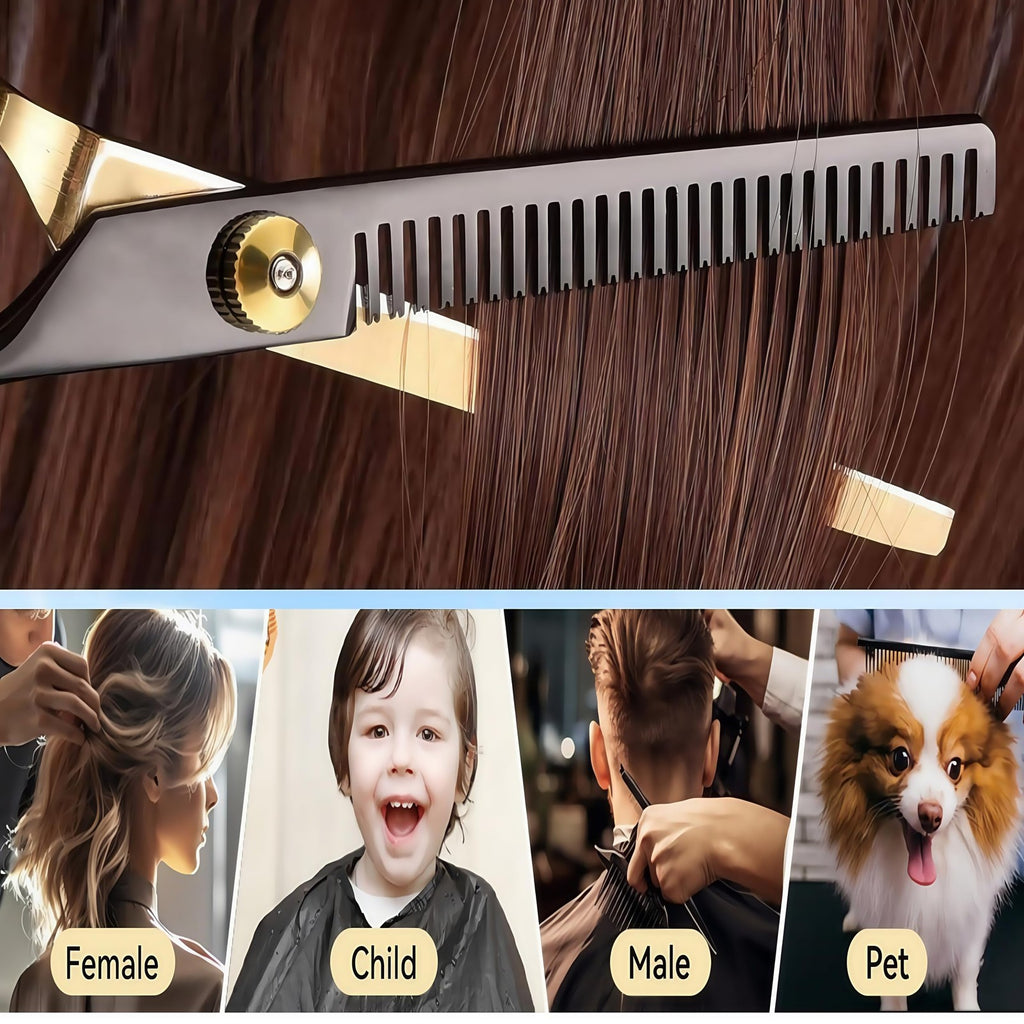 Professional 13-Piece Hair Cutting Scissors Shears Kit - 6.5 Inch Stainless Steel