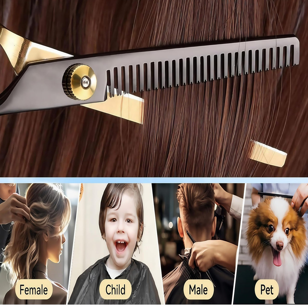 Professional 13-Piece Hair Cutting Scissors Shears Kit - 6.5 Inch Stainless Steel