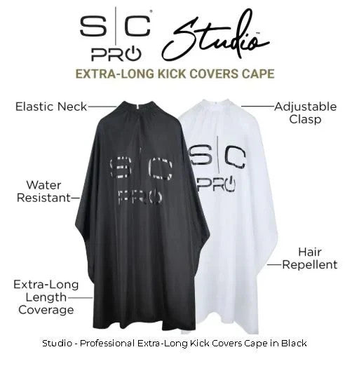 Extra Long Barber Cape White - Full Coverage Professional Haircut Cape