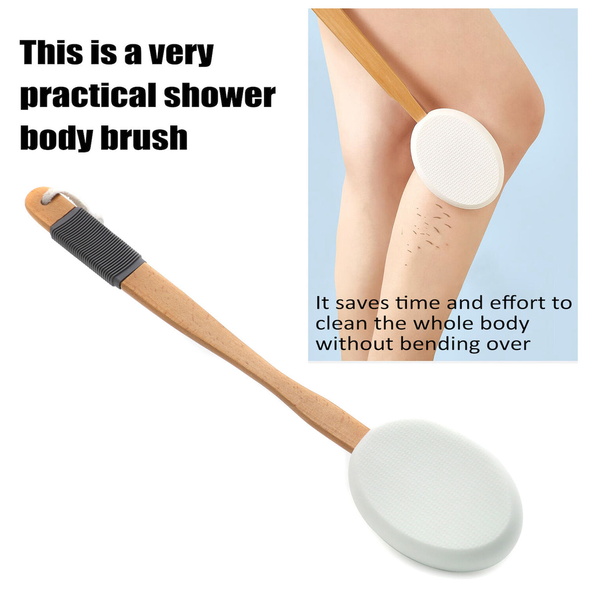 Long Handle Lotion Applicator & Bath Body Brush for Back & Skin Care