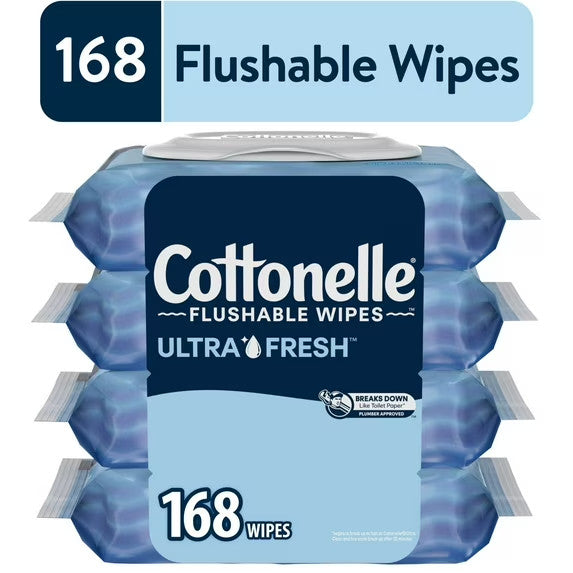 Flushable Personal Wipes 4 Pack for Bathroom & Hygiene